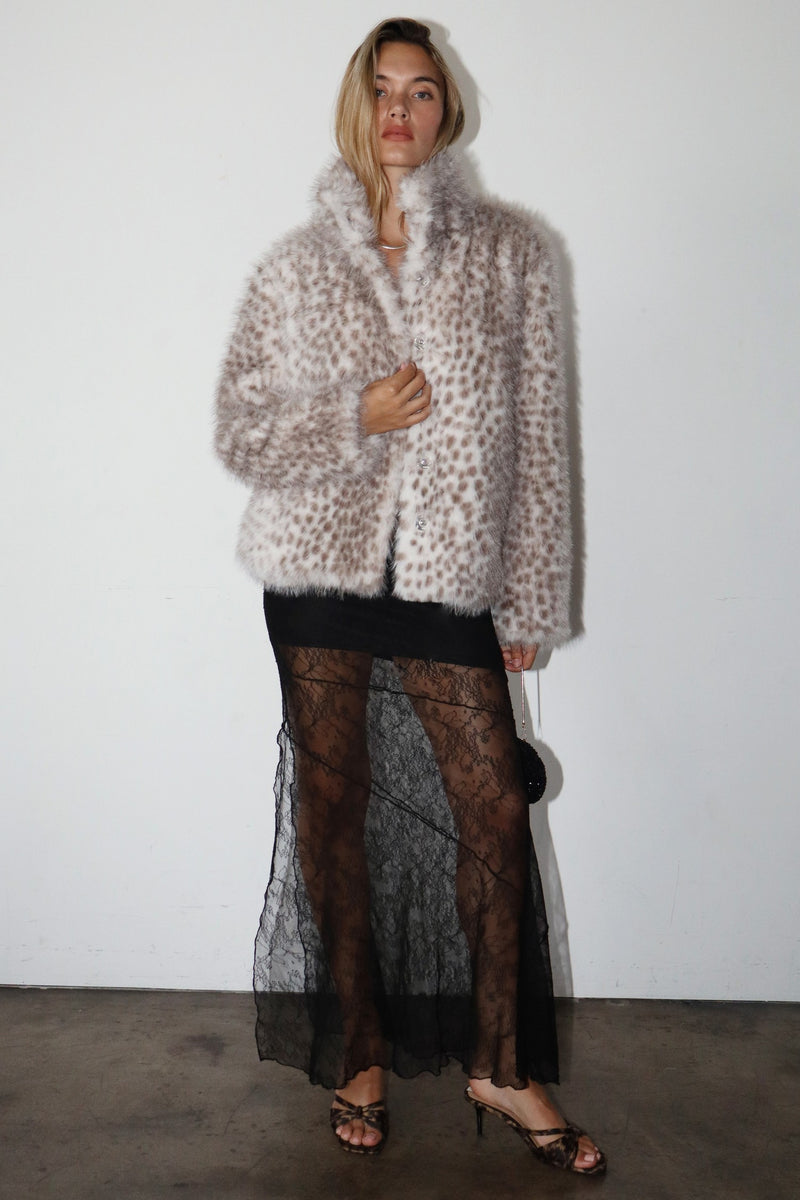 Spotted Faux Fur Jacket | Cream