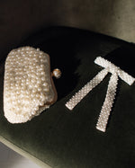 Pearl Embellished Hair Bow Barrette | Hand-Stitched