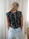 Great News Sleeveless Blouse - Navy & Taupe