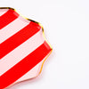 Cabana Stripes Dinner Paper Plates | Pack of 8 | Pink and Red