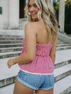 Fan Favorite Strapless Gingham Top | Red