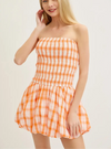 Sweet Citrus Smocked Mini Dress | Orange Plaid