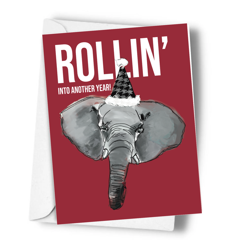 Hey Y'all Party - Rollin' into another year Crimson Elephant Birthday Card 