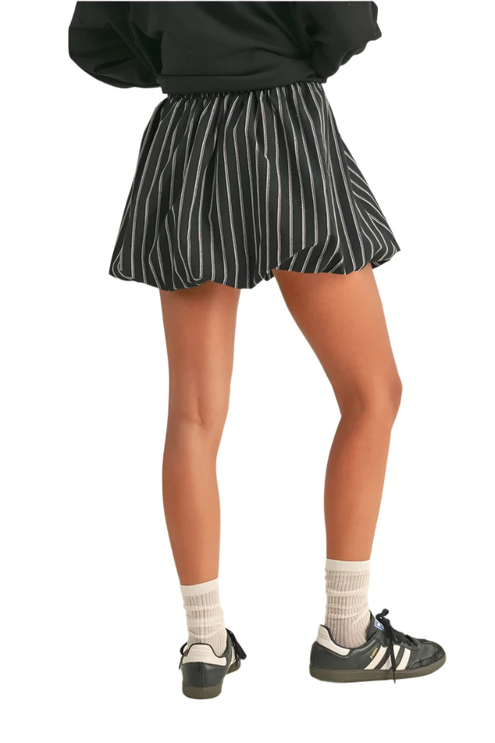 Black and White Stripe Bubble Hem Skirt