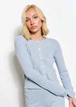 Phoebe Cable Knit Cardigan | Dusty Blue
