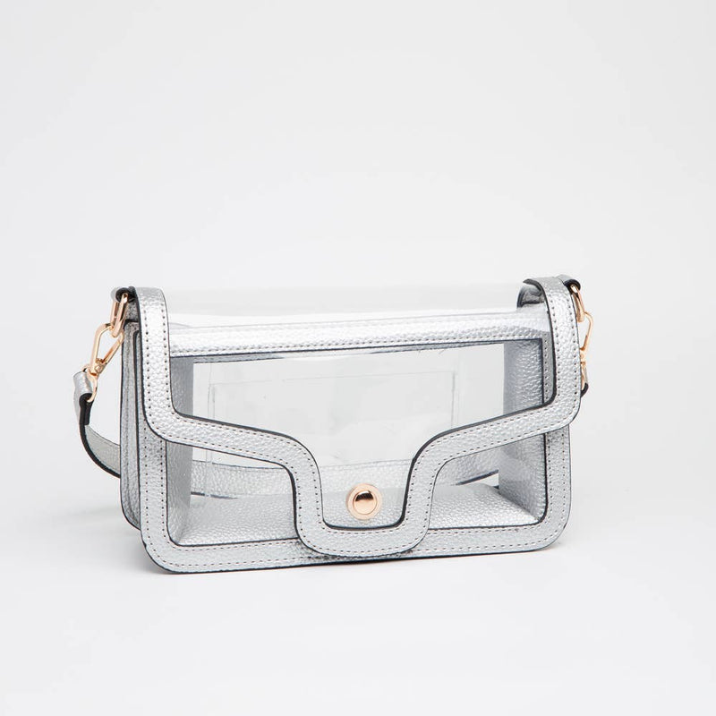 Rock the Stadium Clear Envelope Shoulder Bag | Silver