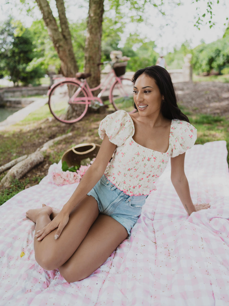 Layne Pink Floral Crop Top