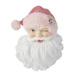 Santa Face with Pink Hat Wall Art | 18”