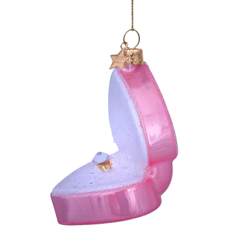 Engagement Ring Ornament | Hand Painted | Mouth Blown Glass | Pink