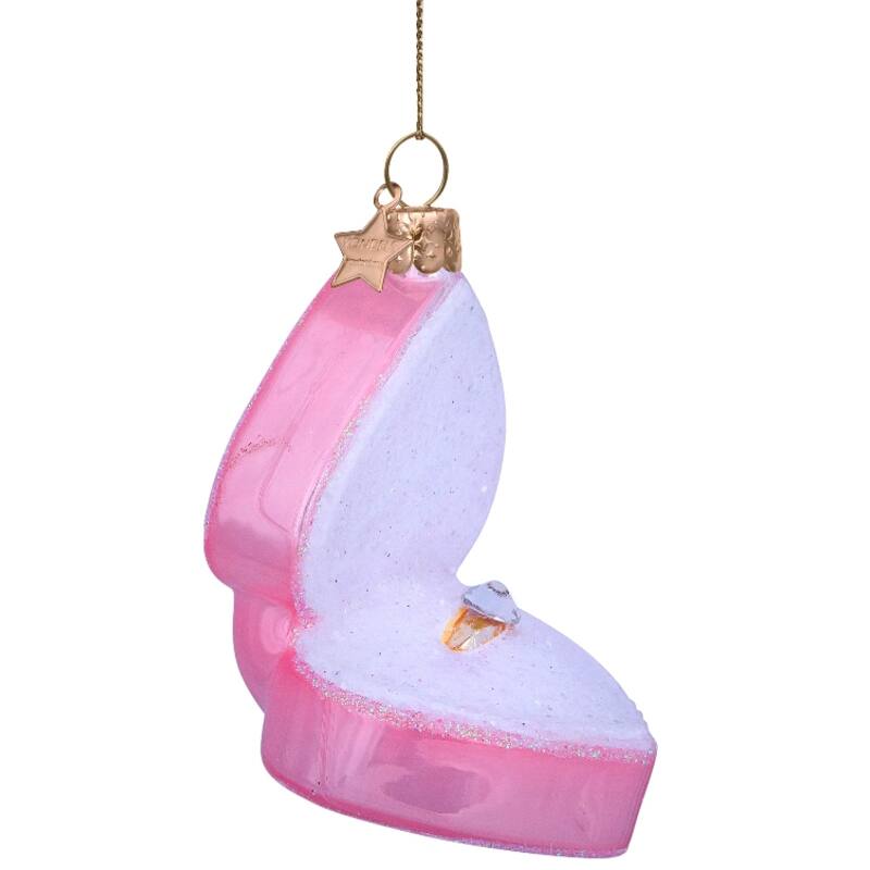 Engagement Ring Ornament | Hand Painted | Mouth Blown Glass | Pink