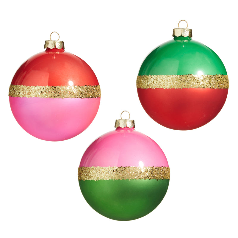 Dual Color Ball Ornament, 4" | 3 Color Combinations Available