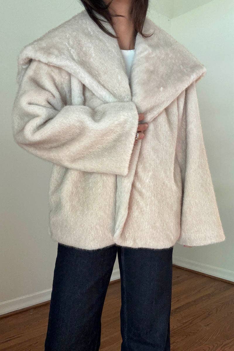 Furry Affair Oversized Faux Fur Jacket | Cream