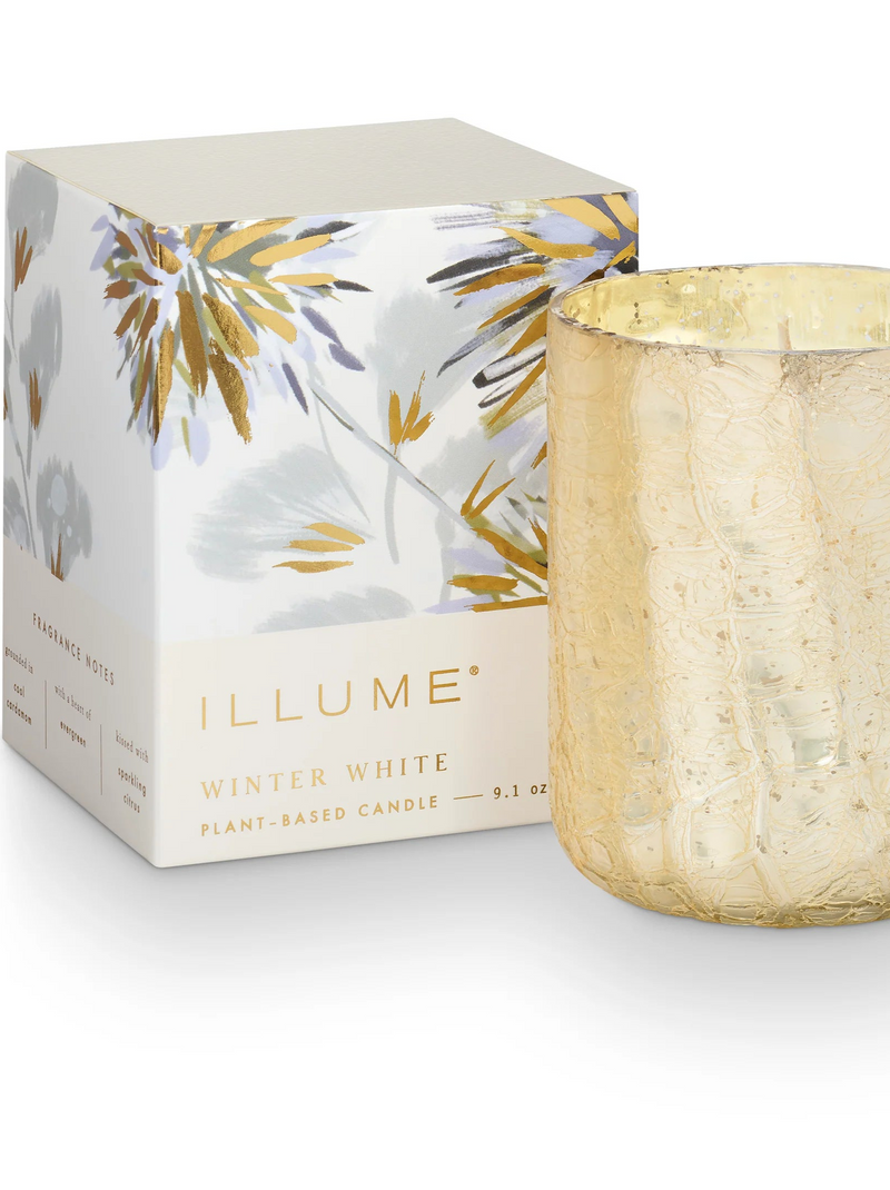 Winter White | Small Boxed Crackle Glass Candle