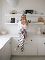 Check Me Out Gingham Pants - Brown and White