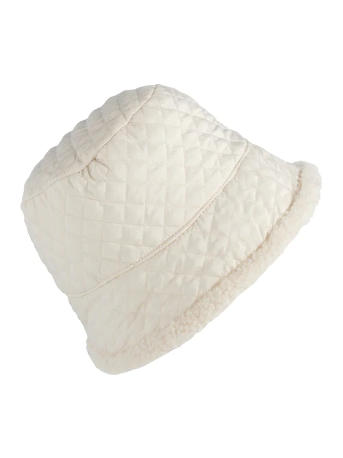 Quilted Bucket Hat with Sherpa Lining - Pink or Ivory