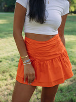 Fan Fare Mini Skort with Gathered Waist | Orange