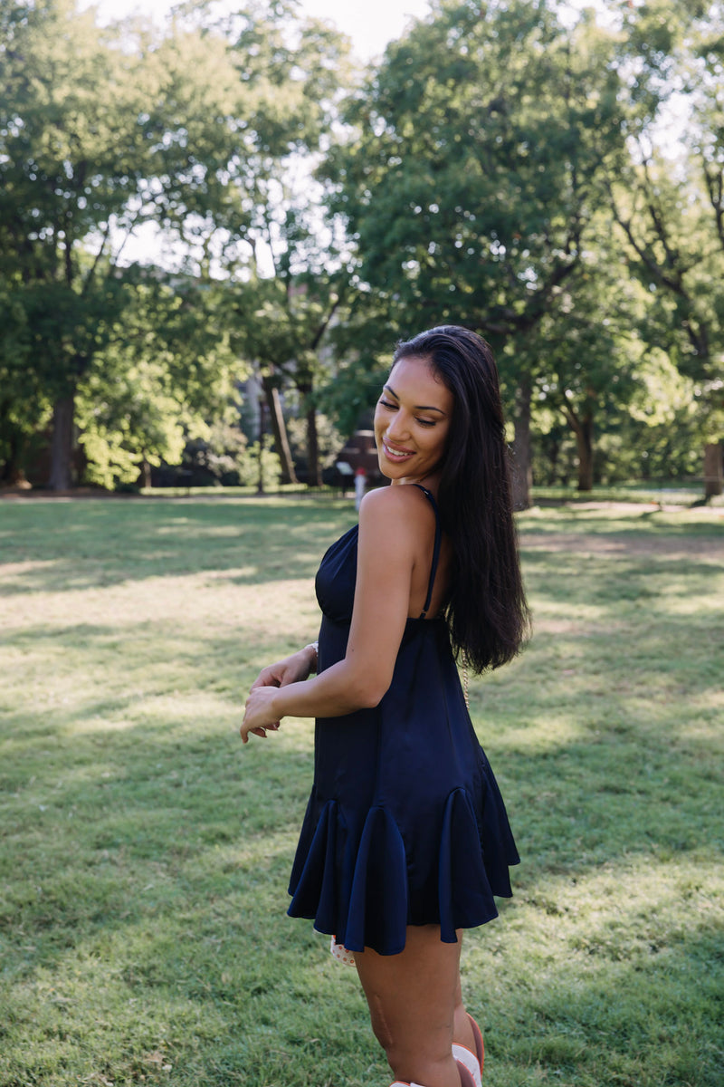 Blakely Ruffle Mini Dress - Navy