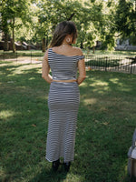 Victory Stripe Maxi Skirt | Black & White