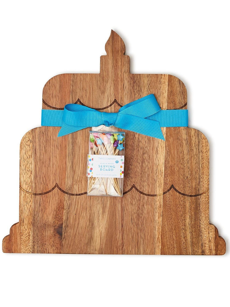 Birthday Cake Serving Board w/20 Star Picks