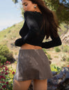 Canyon Washed Twill Mini Skort | Brown