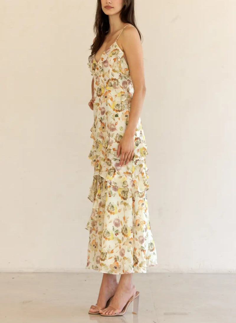 Petal Cascade Floral Dress