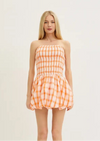 Sweet Citrus Smocked Mini Dress | Orange Plaid