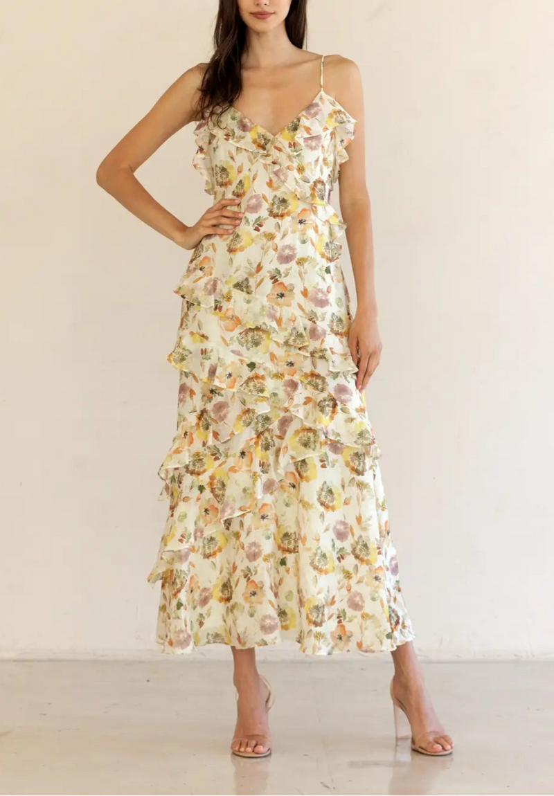 Petal Cascade Floral Dress