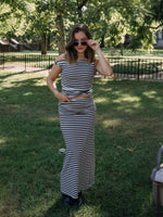 Victory Stripe Maxi Skirt | Black & White