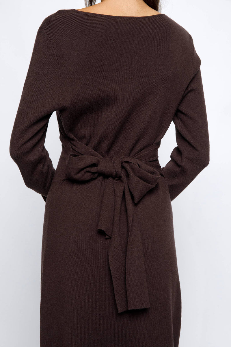 Mocha Twist Midi Dress | Brown