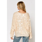 Shimmer Sequin Tie-Front Top | Cream