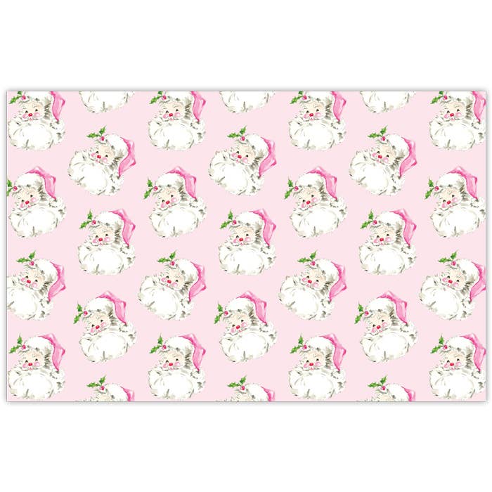 Handpainted Pink Santa Pattern Placemat by Rosanne Beck