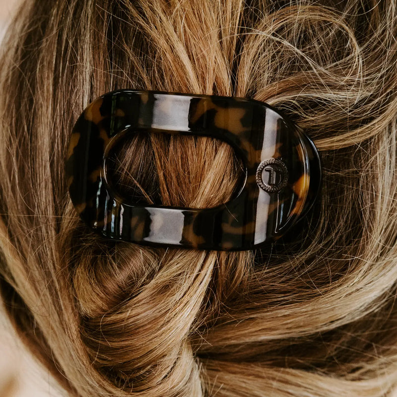 TELETIES - Tortoise Flat Round Hair Clip