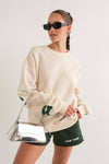 Oversized New York Sweatshirt - Cream & Hunter Green