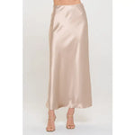 Sirena Beige Silky Satin Maxi Skirt