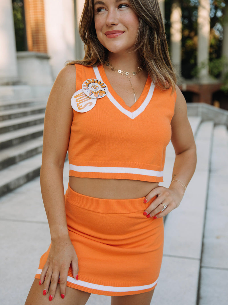 Sideline Skirt Set | Orange & White