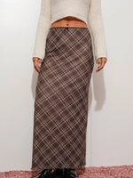 Plaid Perfection Maxi Skirt | Brown