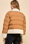 Sherpa Trim Padded Puffer Jacket | Camel