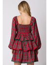 Christmas Plaid Tiered Dress | Red