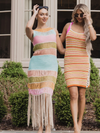 Sorrento Fringed Crochet Knit Dress or Coverup - Multi Color