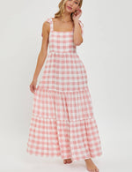 Cotton Candy Gingham Maxi Dress | Light Pink