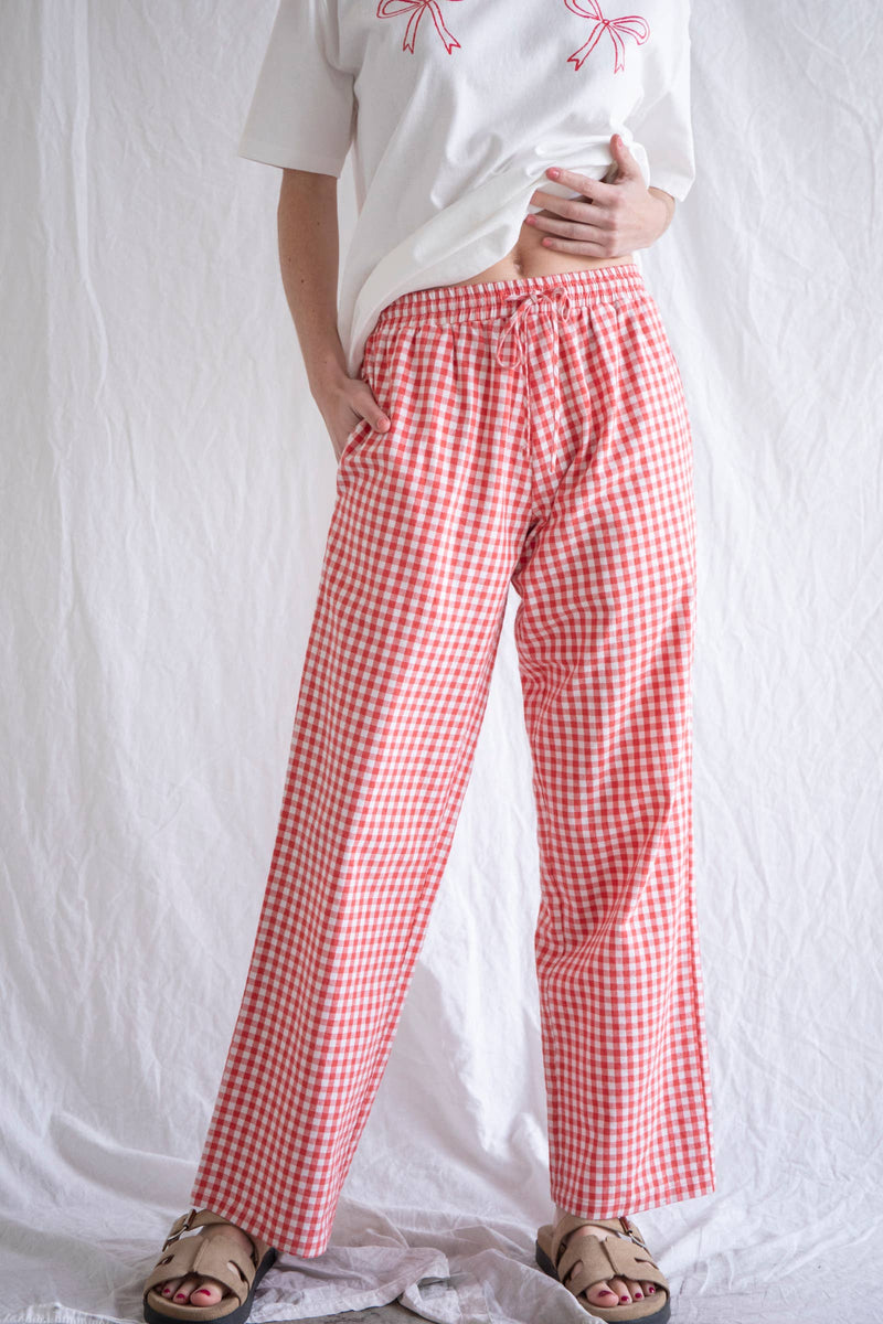 Sideline Gingham Pants | Red