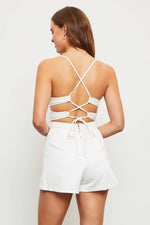 Kickoff Open Back Romper | White Denim