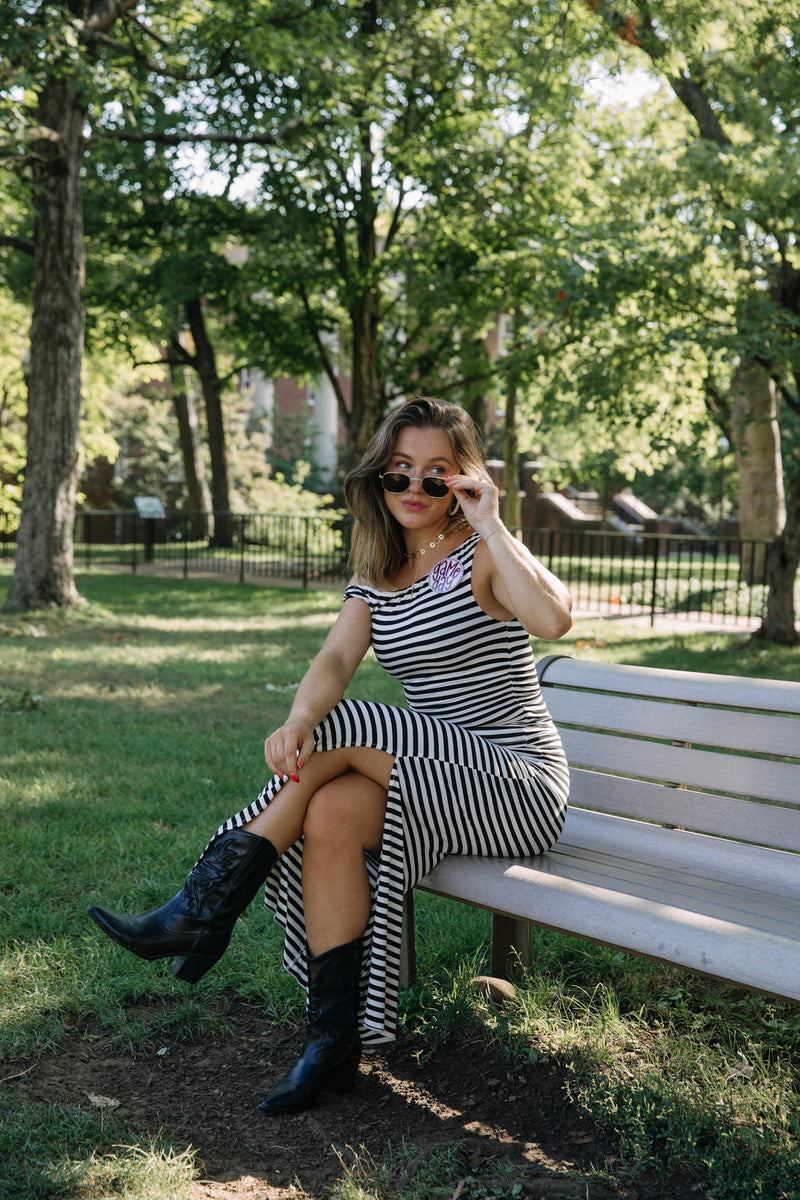 Victory Stripe Crop Top - Black & White