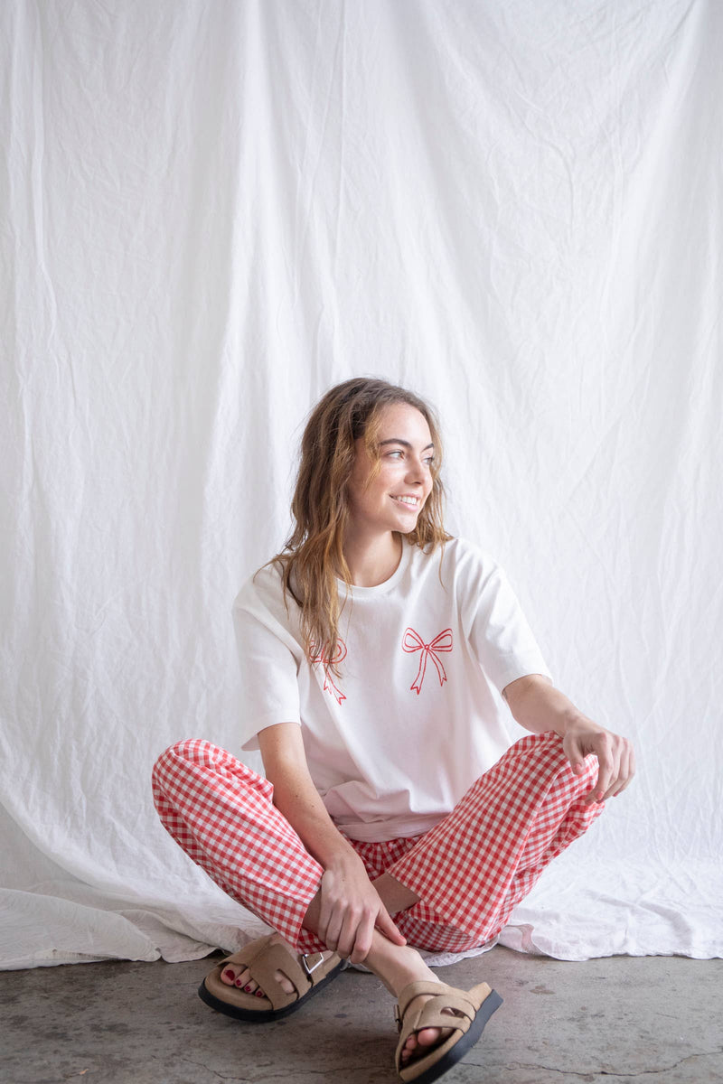 Sideline Gingham Pants | Red