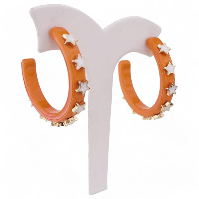 Game Day Starlight Hoop Earrings | Orange & White