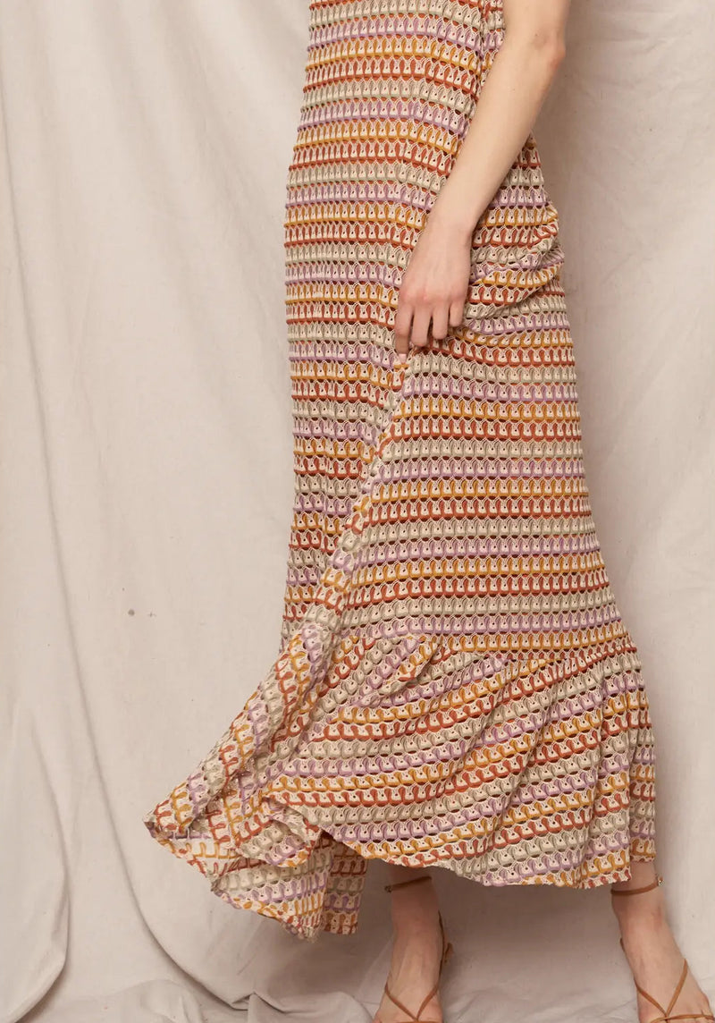 Sunset Sorbet Halter Dress | Crochet Maxi