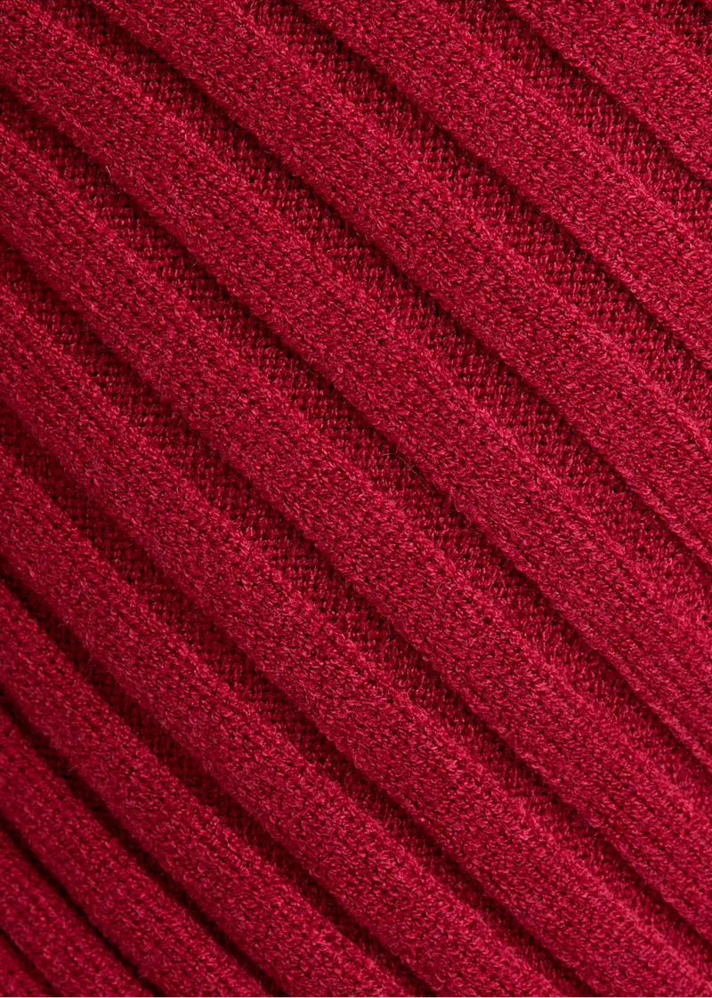 Ribbed and Ready Sleeveless Scarf Hem Sweater | Red