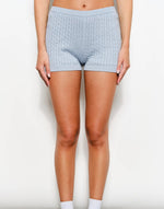 Phoebe Cable Knit Shorts | Dusty Blue'