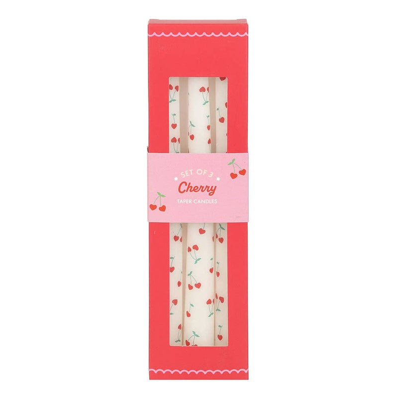 Love Heart Cherry Taper Candles | Set of 3 | White