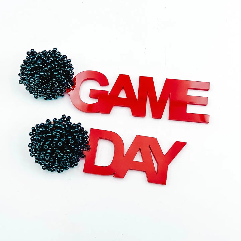 Game Day Earrings - Red & Black